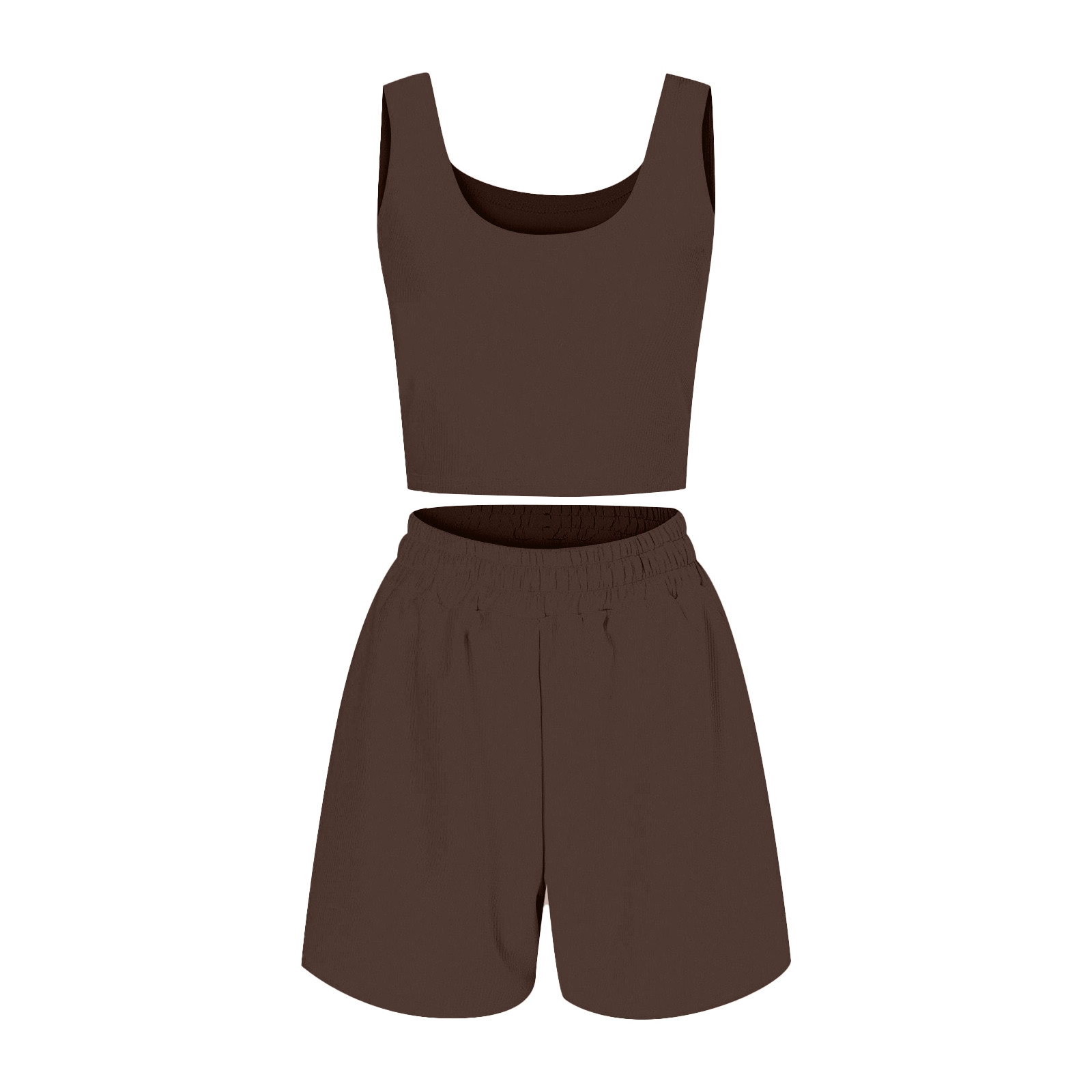 thumbnail image 4 of Conjunto de dos piezas de verano para mujer: top corto sin mangas y pantalones cortos de cintura alta, encaje de nailon y spandex, para todo tipo de cuerpos, 4 of 4